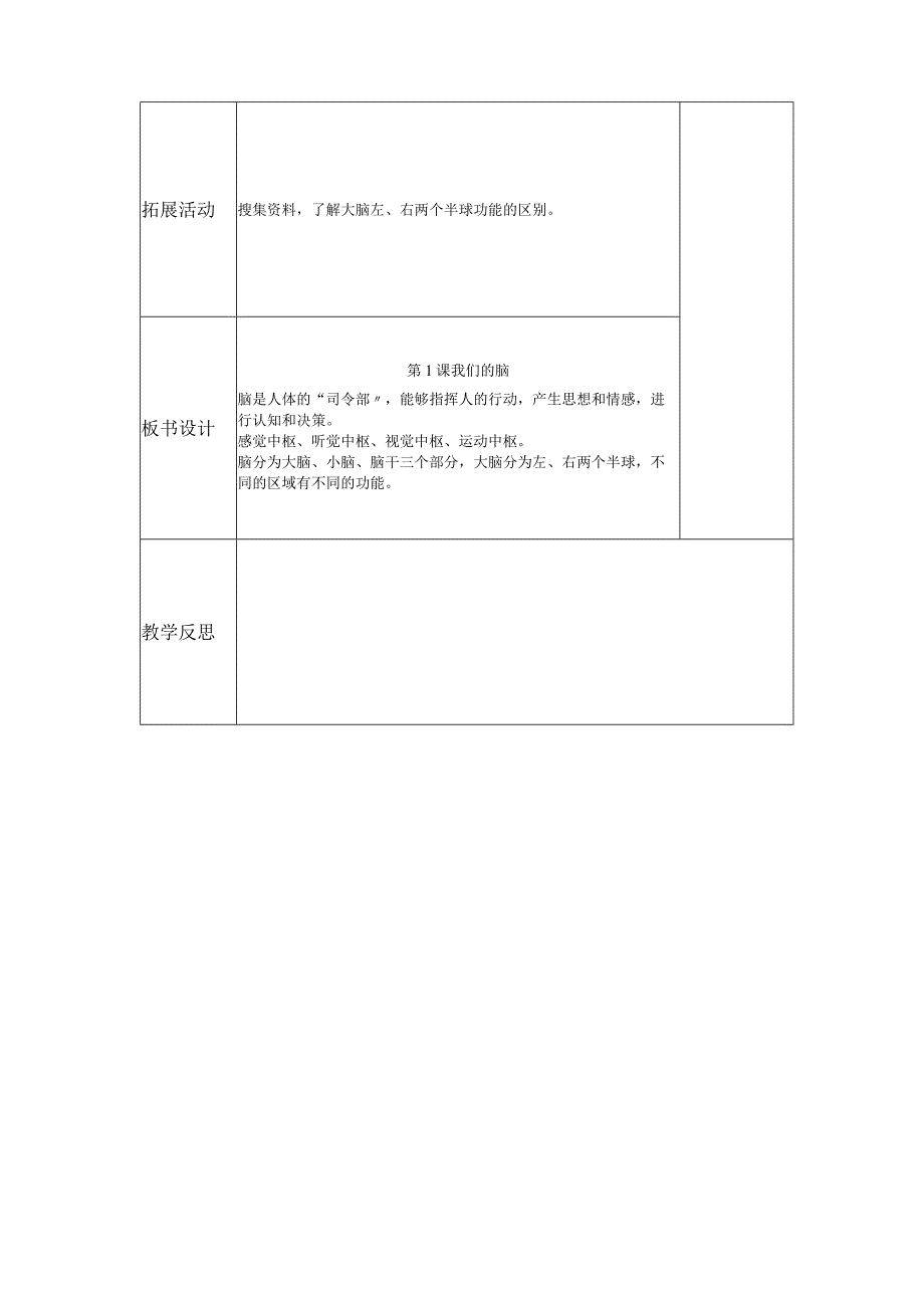 科学青岛版五年级下册2023年新编1 我们的脑 教案.docx_第3页