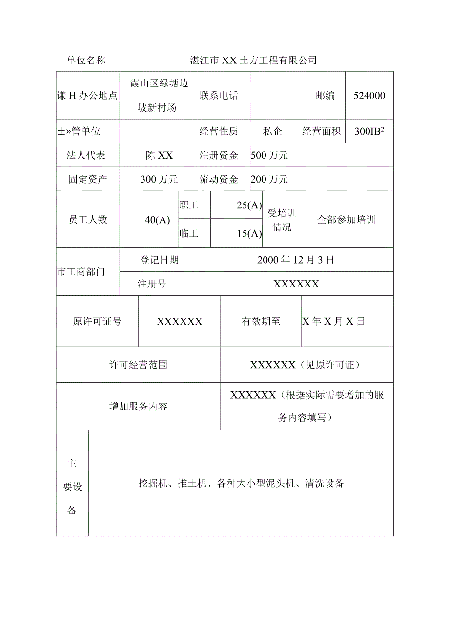 湛江市从事城市生活垃圾经营性清扫收集运输处理服务许可增加服务内容申请审批表.docx_第2页