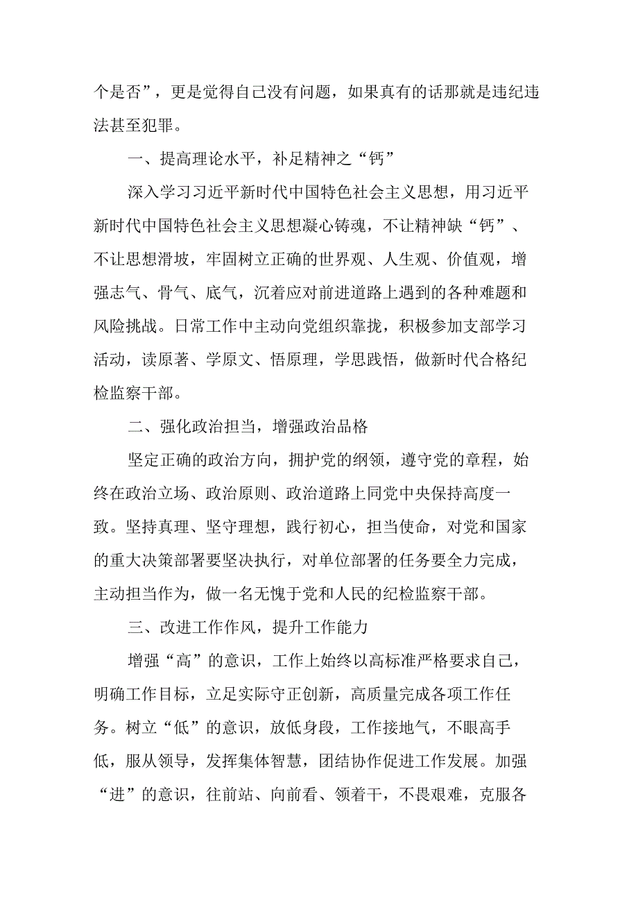 纪检监察干部在教育整顿检视整治环节研讨会上的发言材料.docx_第2页