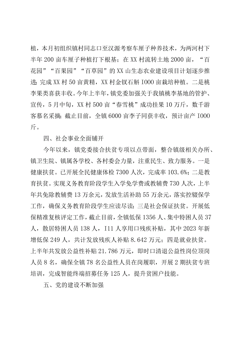 镇党委关于2023年上半年工作总结和下半年工作要点的报告.docx_第3页