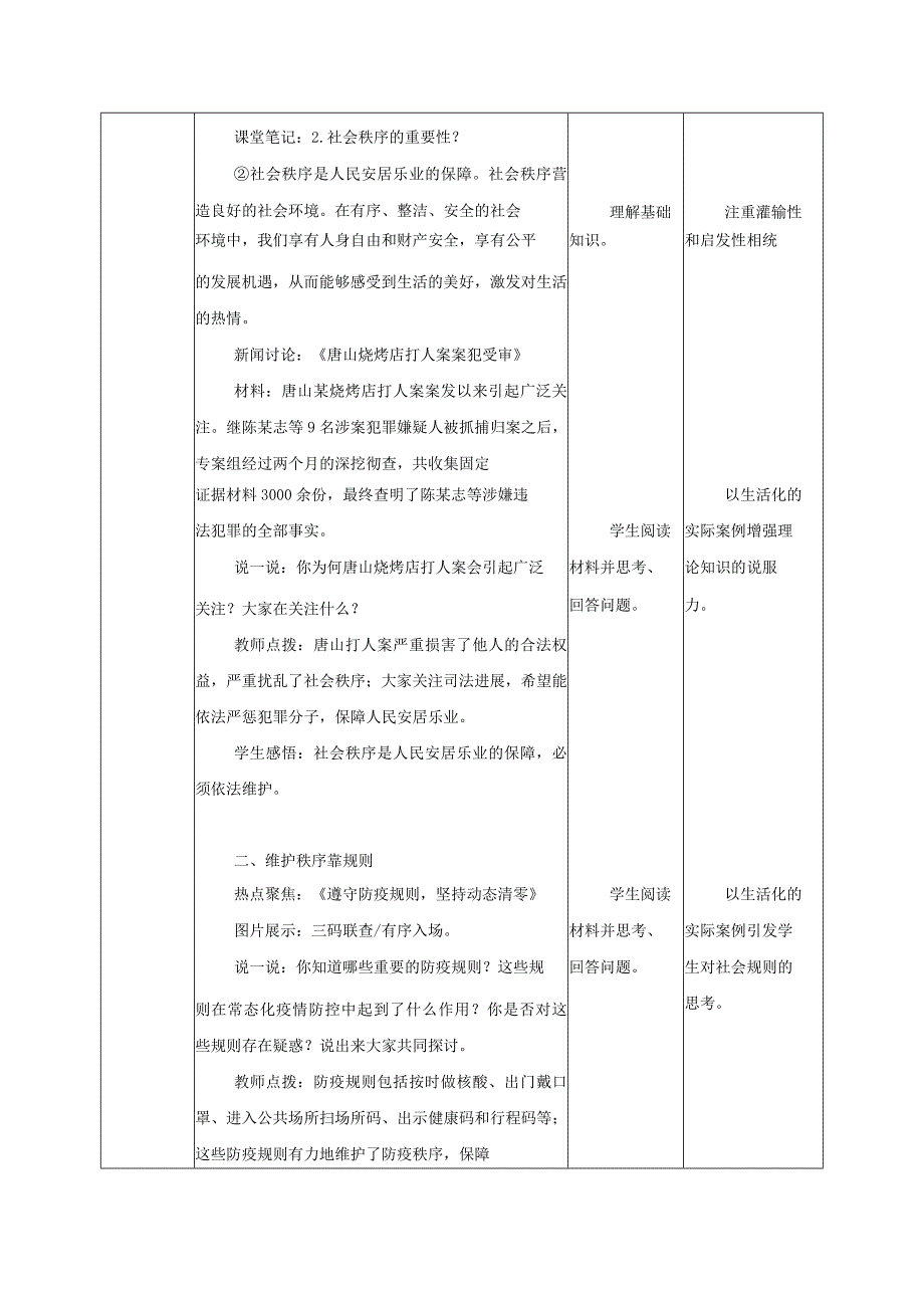 道德与法治人教版八年级上册2017年新编31 维护秩序教学设计.docx_第3页