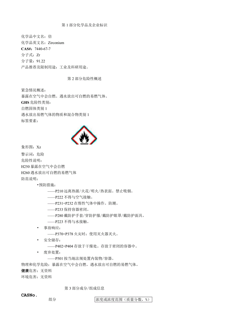 锆安全技术说明书MSDS.docx_第1页