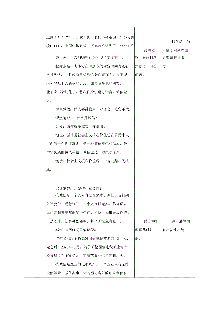 道德与法治人教版八年级上册2017年新编43 诚实守信教学设计.docx_第2页