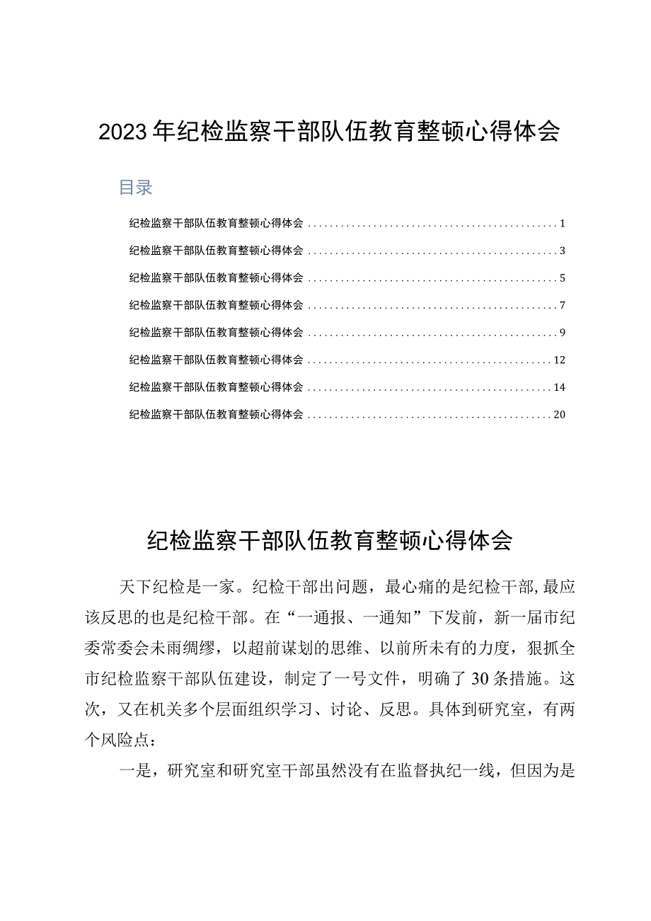 2023年纪检监察干部队伍教育整顿心得体会.docx_第1页