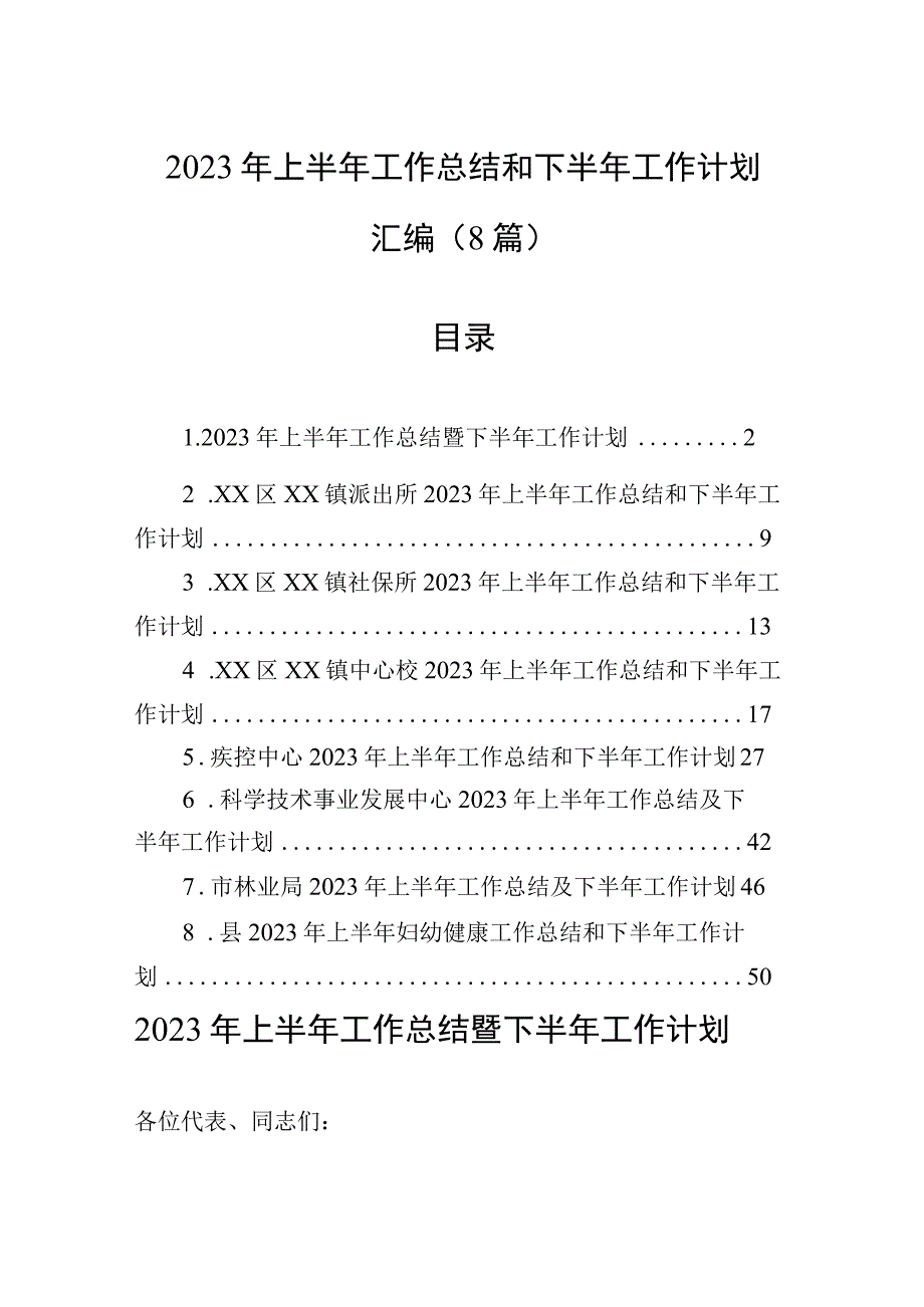 2023年上半年工作总结和下半年工作计划汇编8篇.docx_第1页