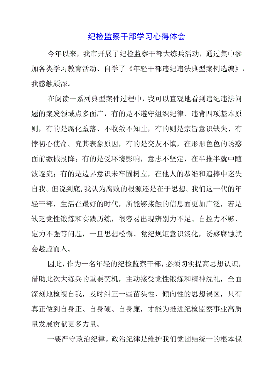 2023年纪检监察干部学习心得体会.docx_第1页