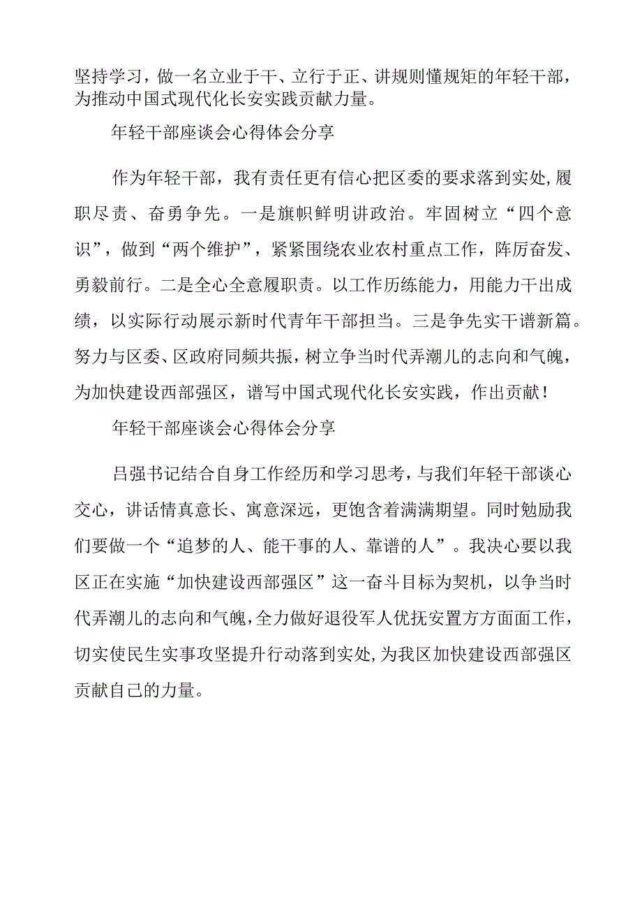 2023年年轻干部座谈会心得体会分享.docx_第3页