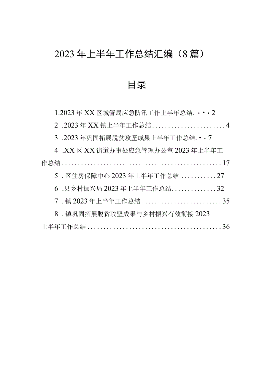 2023年上半年工作总结汇编8篇.docx_第1页