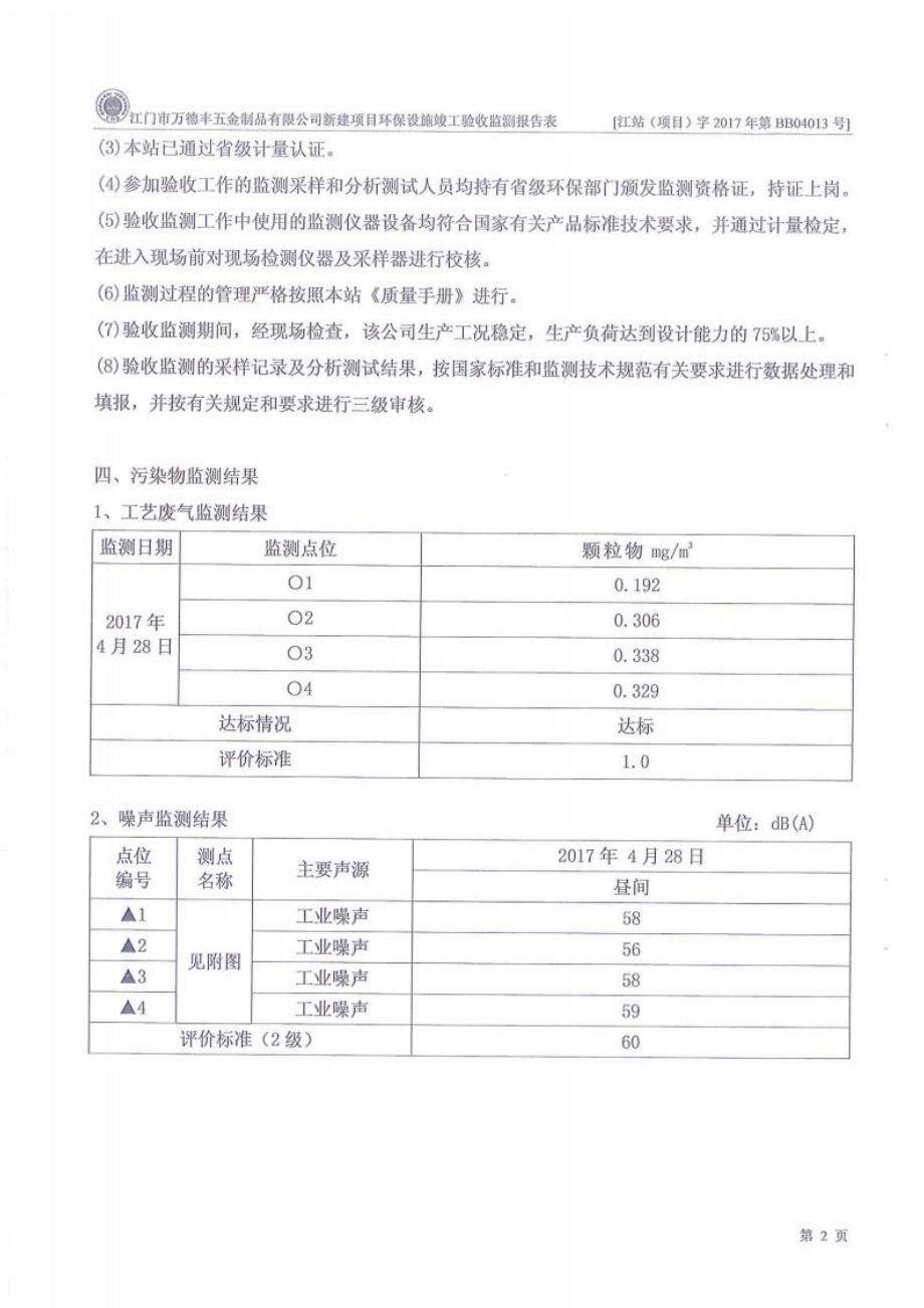 江门市万德丰五金制品有限公司建设项目验收监测报告.docx_第3页