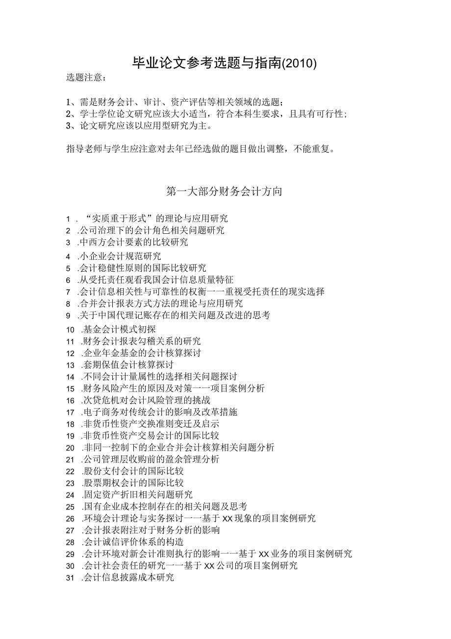 2023年整理毕业论文参考选题与指南某某立信会计学院.docx_第1页