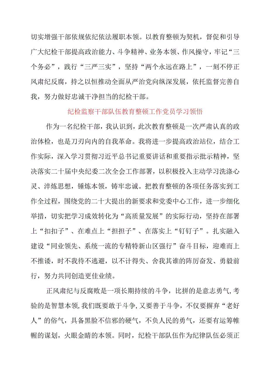 2023年纪检监察干部队伍教育整顿工作党员学习领悟.docx_第2页