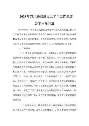 2023年党风廉政建设上半年工作总结及下半年打算.docx