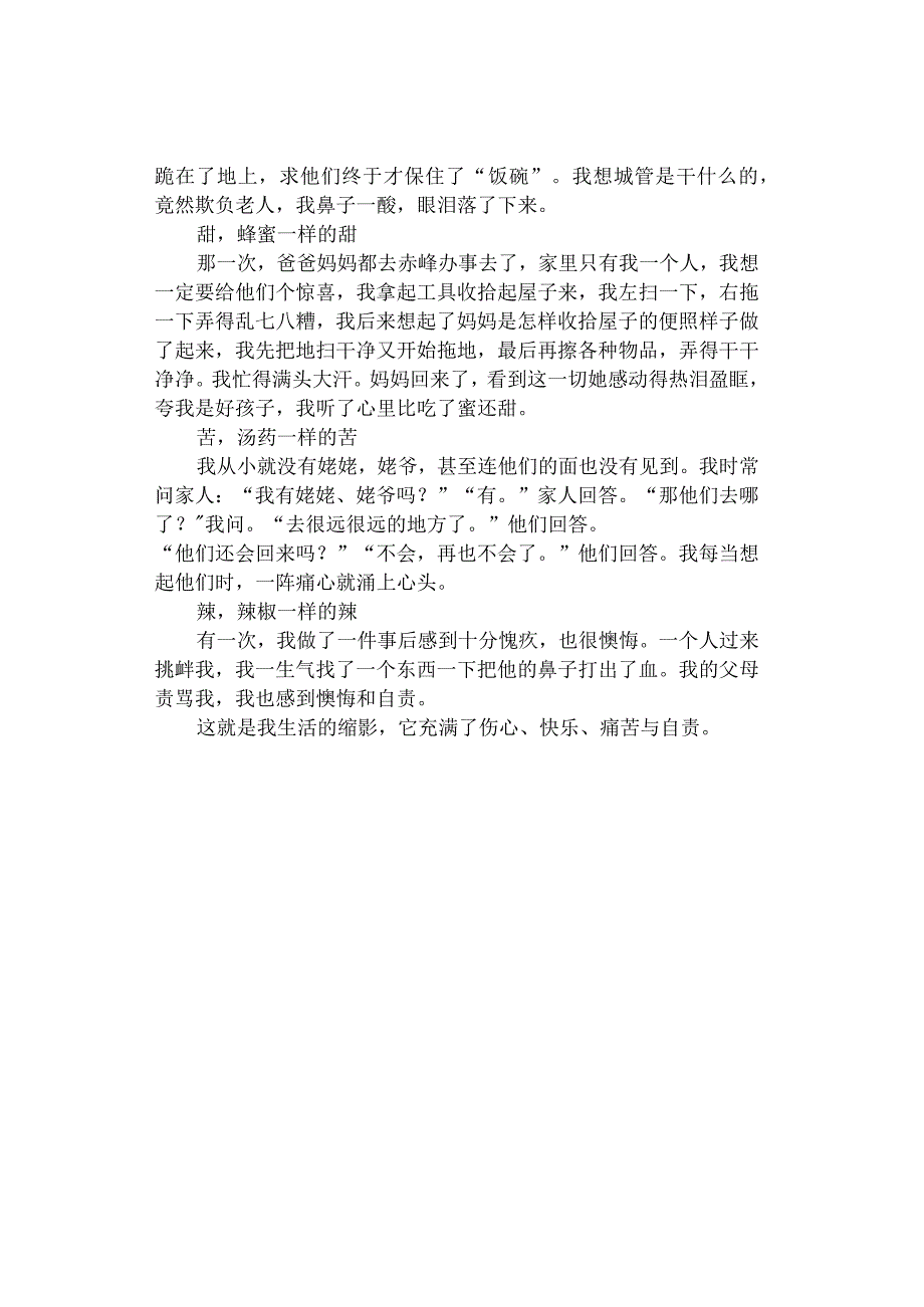 中小学作文《生活中的酸甜苦辣》作文通用3篇.docx_第3页