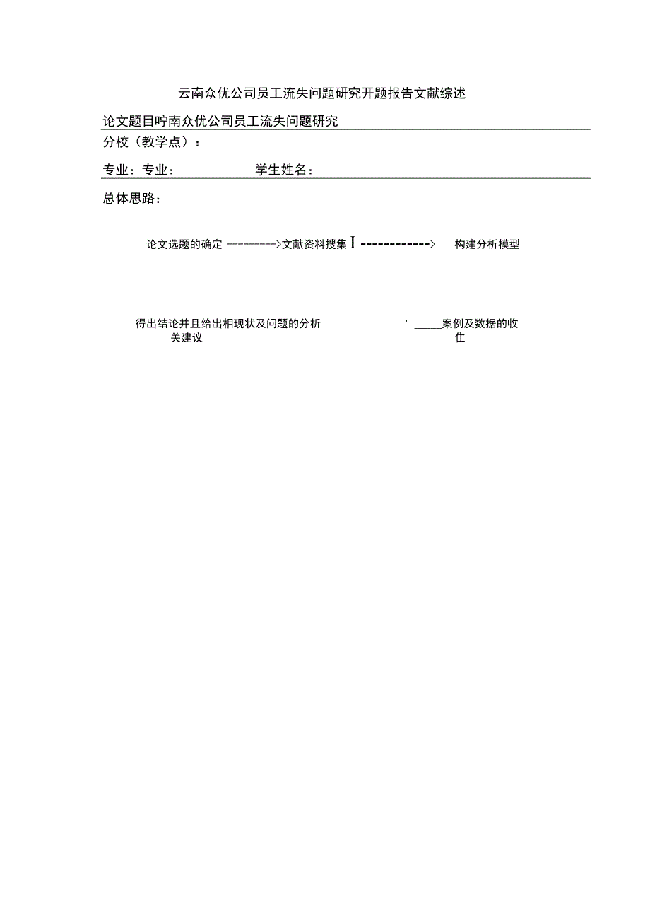 云南众优公司员工流失问题案例分析开题报告文献综述4100字.docx_第1页