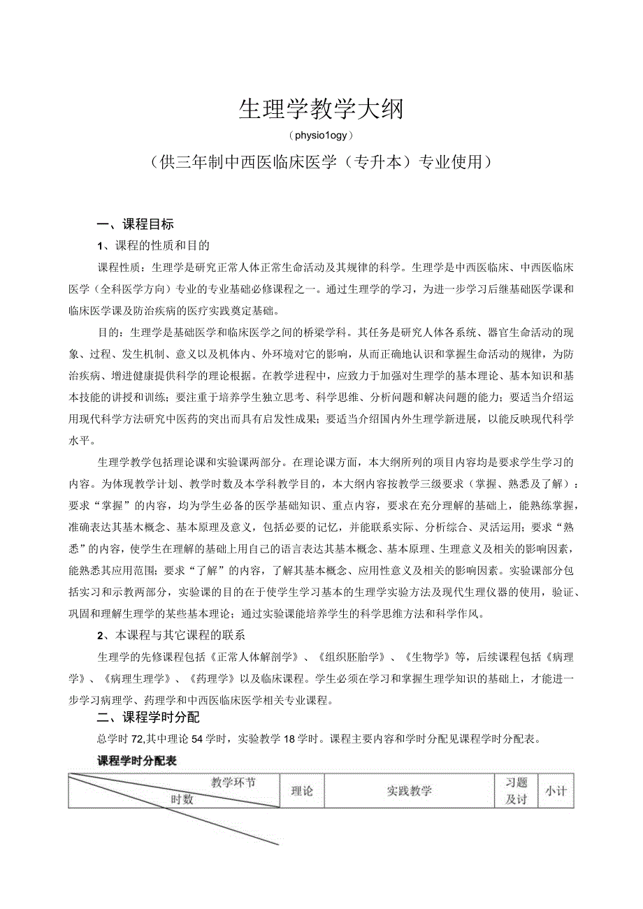 中西医临床医学专升本专业课程教学大纲.docx_第1页