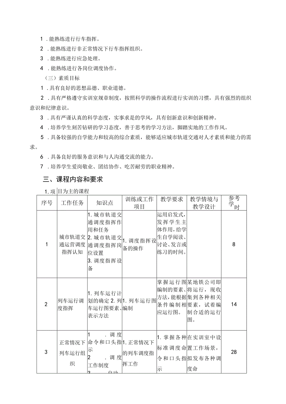 《城市轨道交通调度指挥》课程标准.docx_第2页