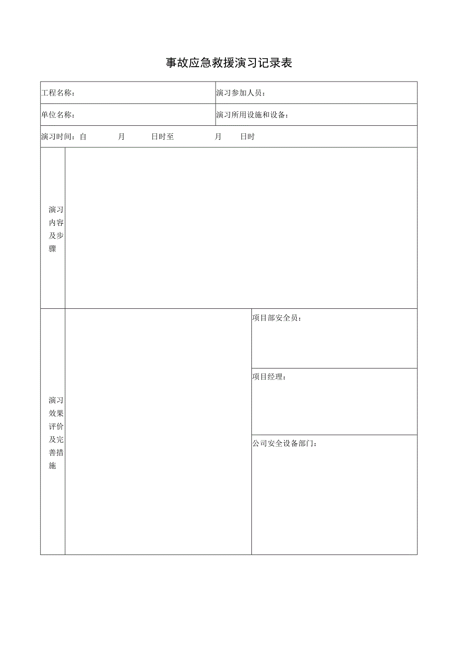 事故应急救援演习记录表.docx_第1页