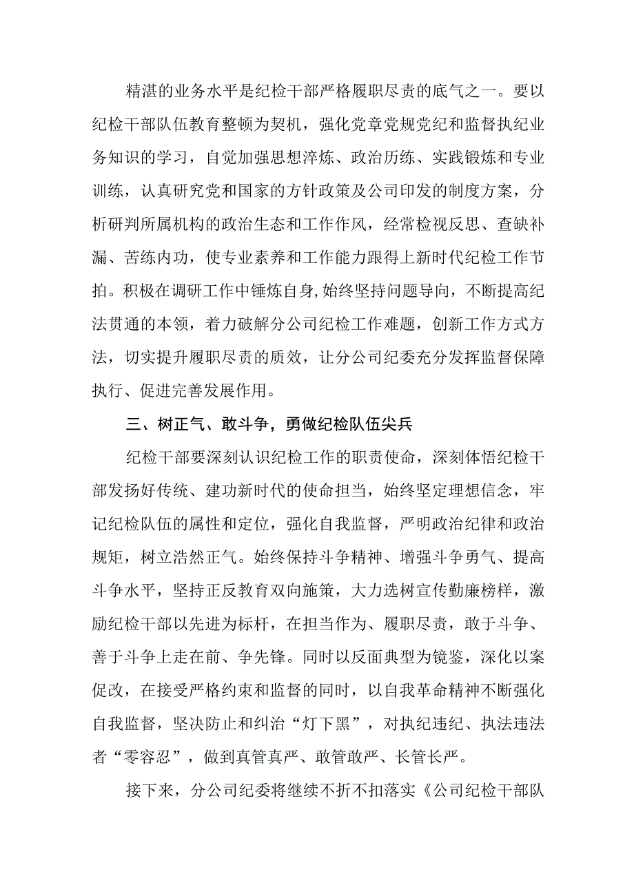 公司纪委谈纪检干部教育整顿心得体会八篇精选供参考.docx_第2页