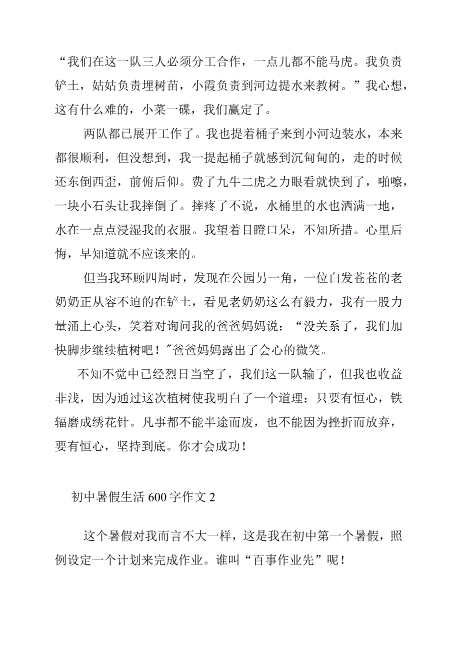 初中暑假生活600字作文2篇.docx_第2页