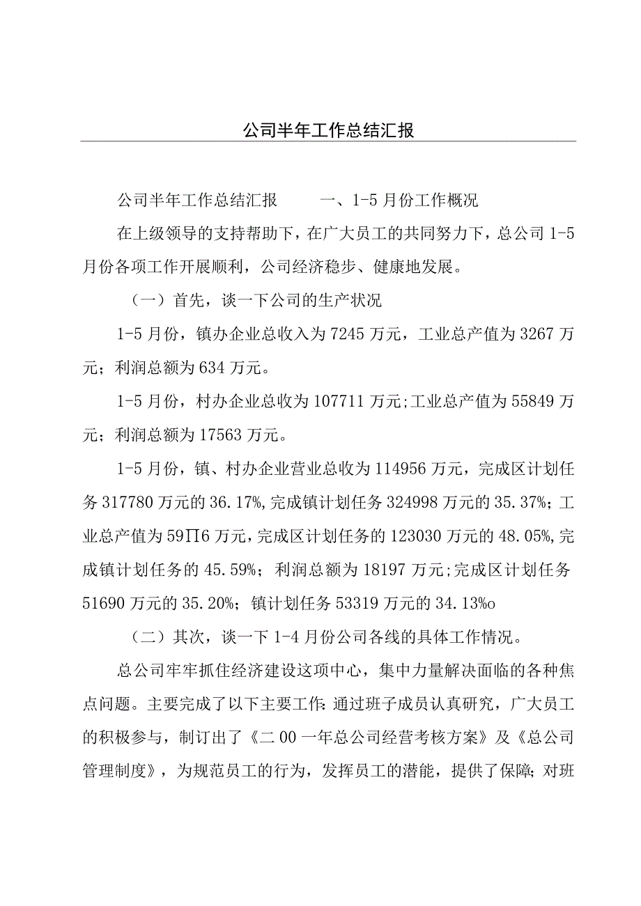 公司半年工作总结汇报.docx_第1页