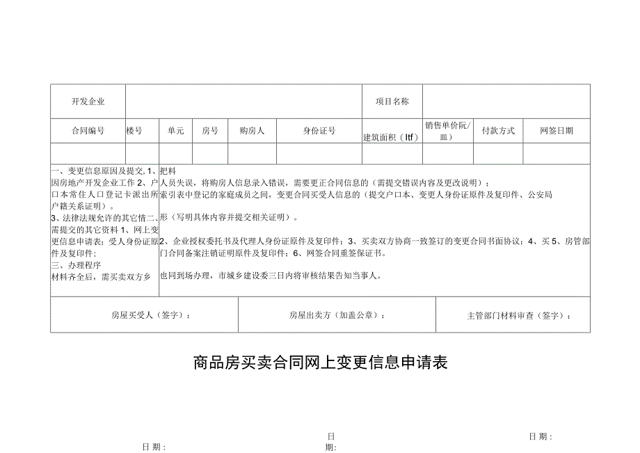 商品房买卖合同网上变更信息申请表.docx_第1页