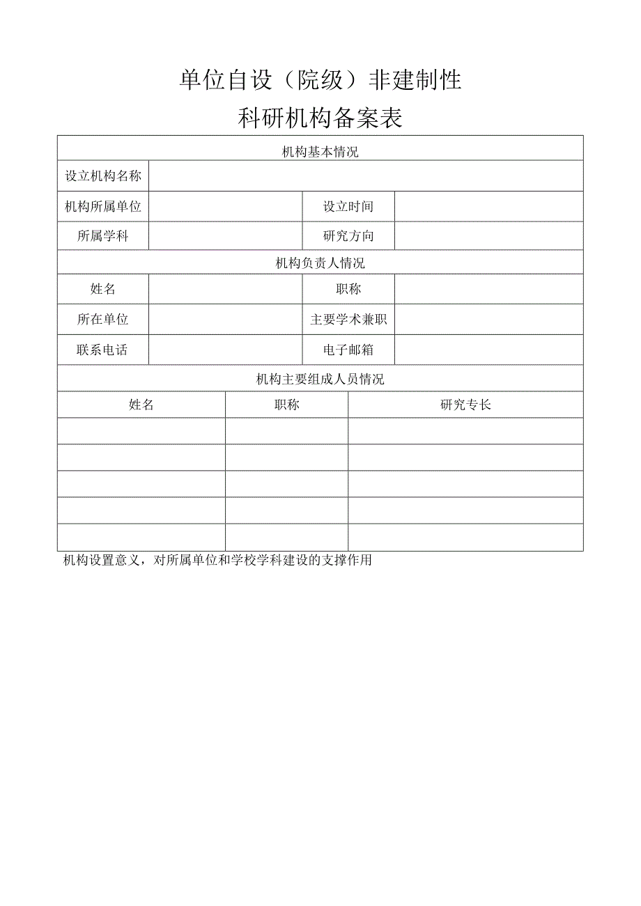 单位自设院级非建制性科研机构备案表.docx_第1页