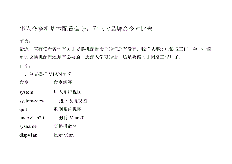 华为交换机基本配置命令附三大品牌命令对比表.docx_第1页