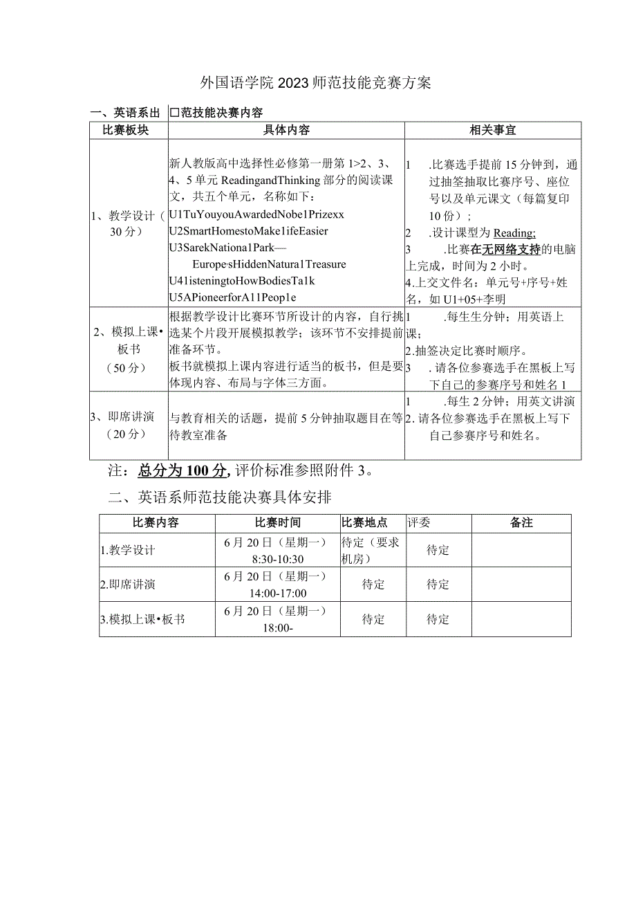 外国语学院2023师范技能竞赛方案.docx_第1页