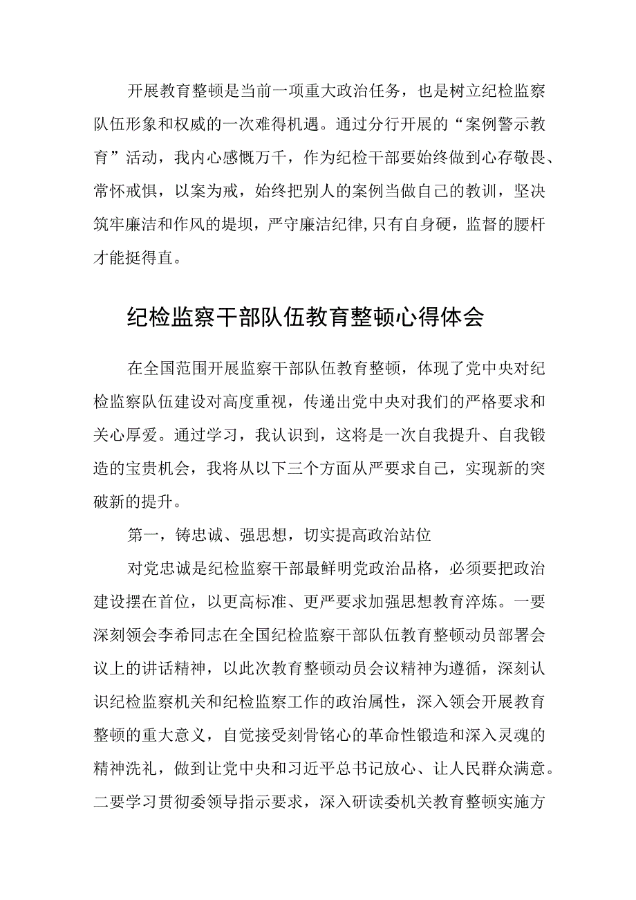 教育整顿纪检人员纪检干部队伍教育整顿学习心得体会八篇精选供参考.docx_第2页