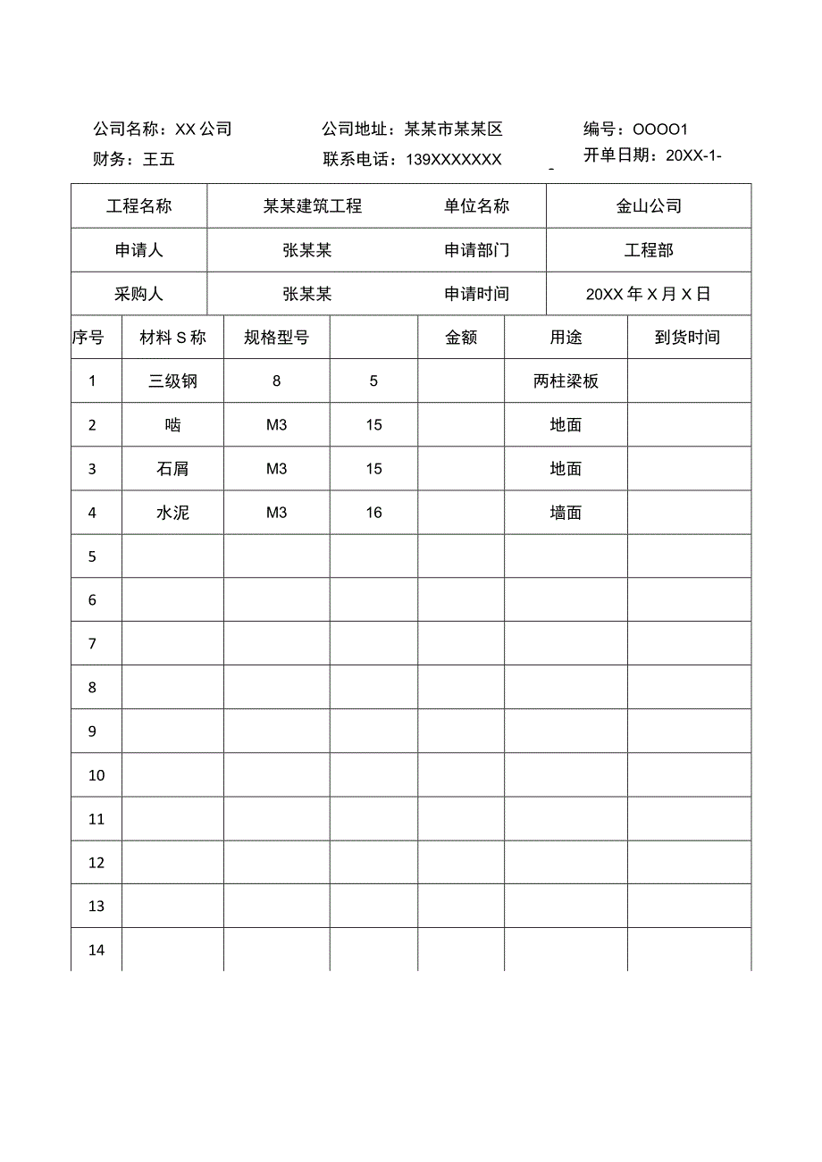 材料采购申请表.docx_第1页