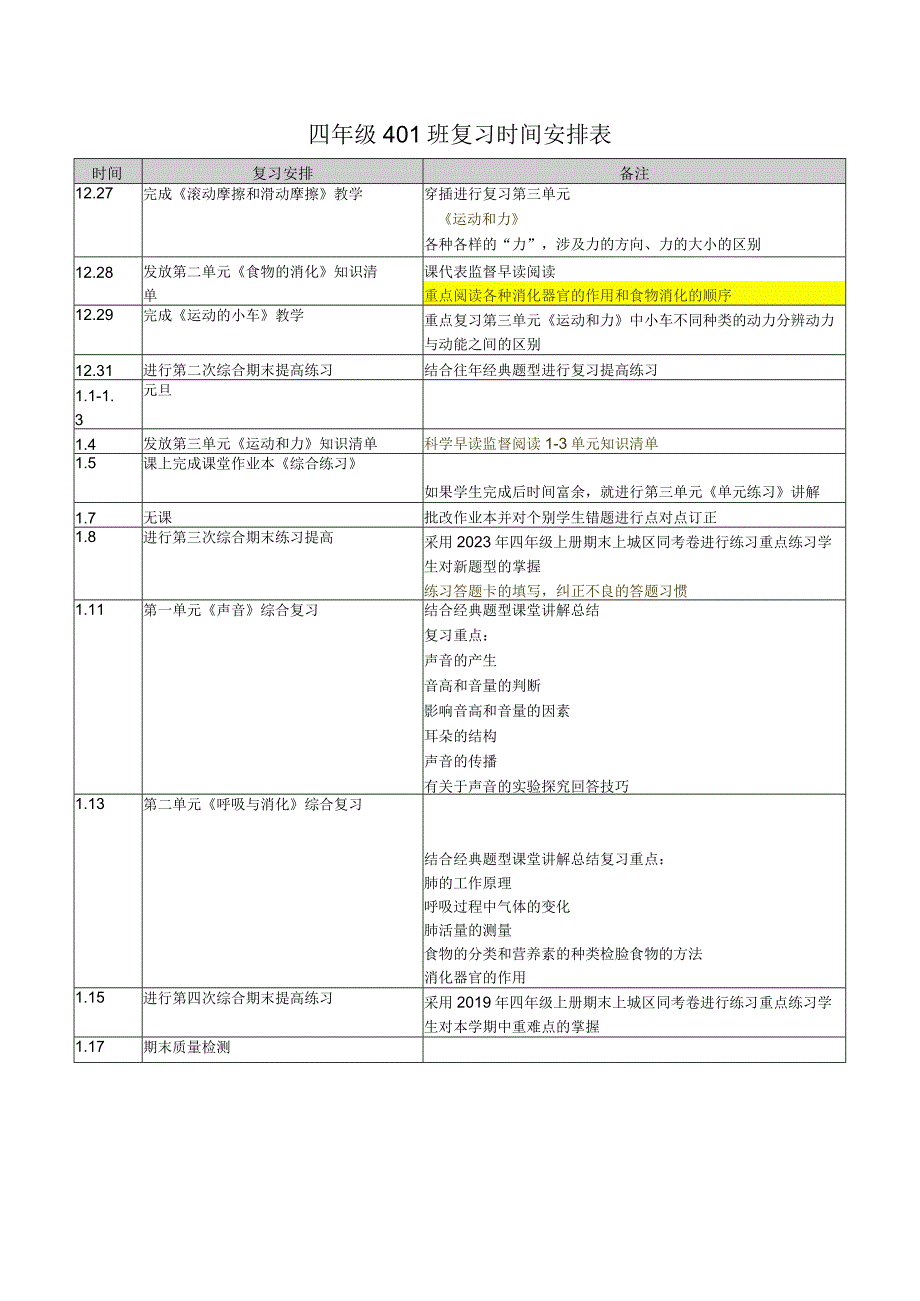 2023年教科版小学科学四年级上册复习计划.docx_第3页