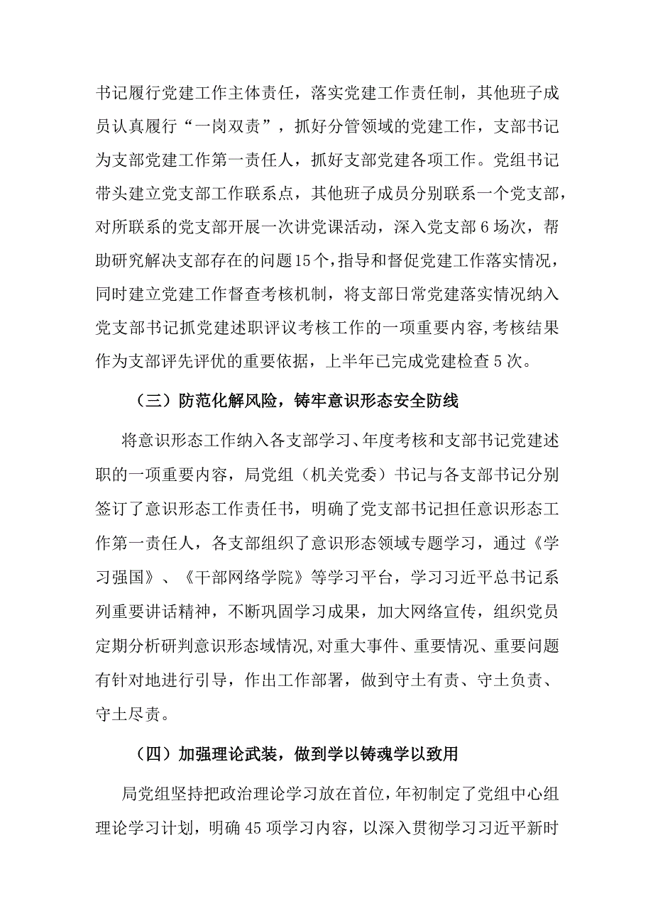 2023年市局上半年党建工作总结以及下半年工作计划.docx_第3页