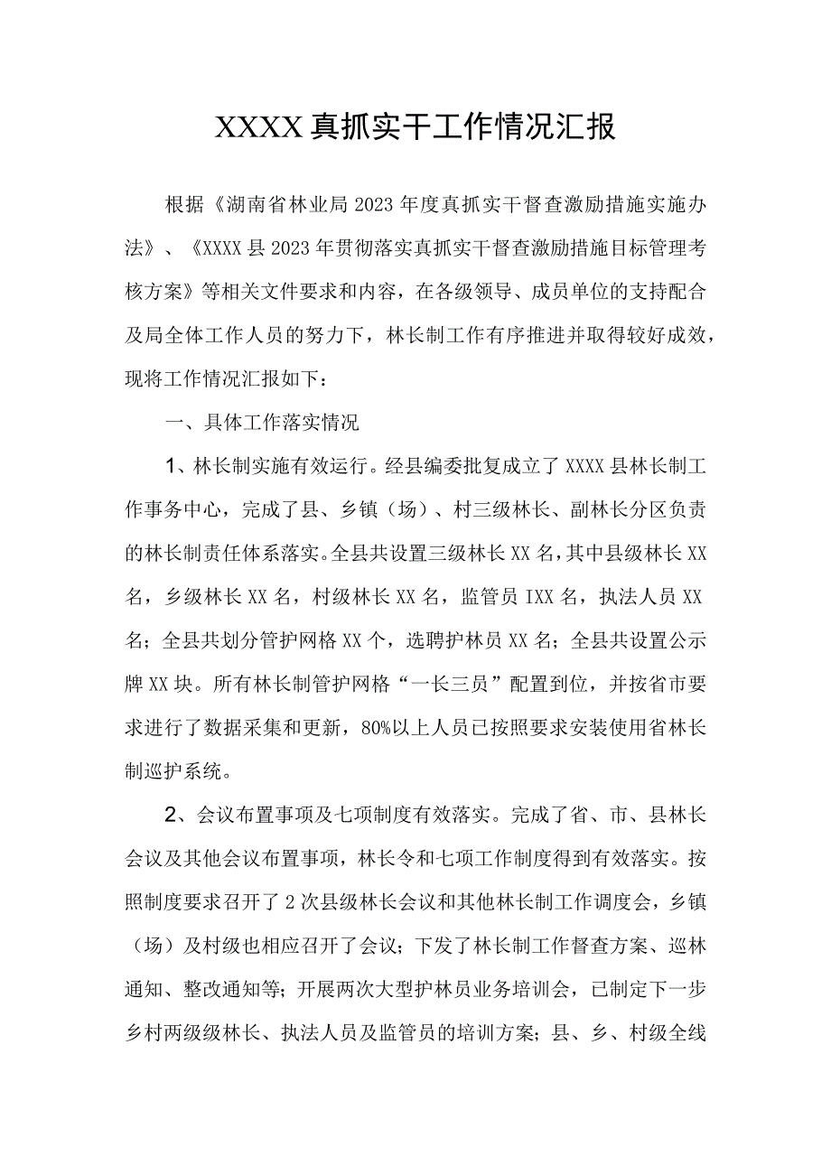 XXXX真抓实干工作情况汇报.docx_第1页