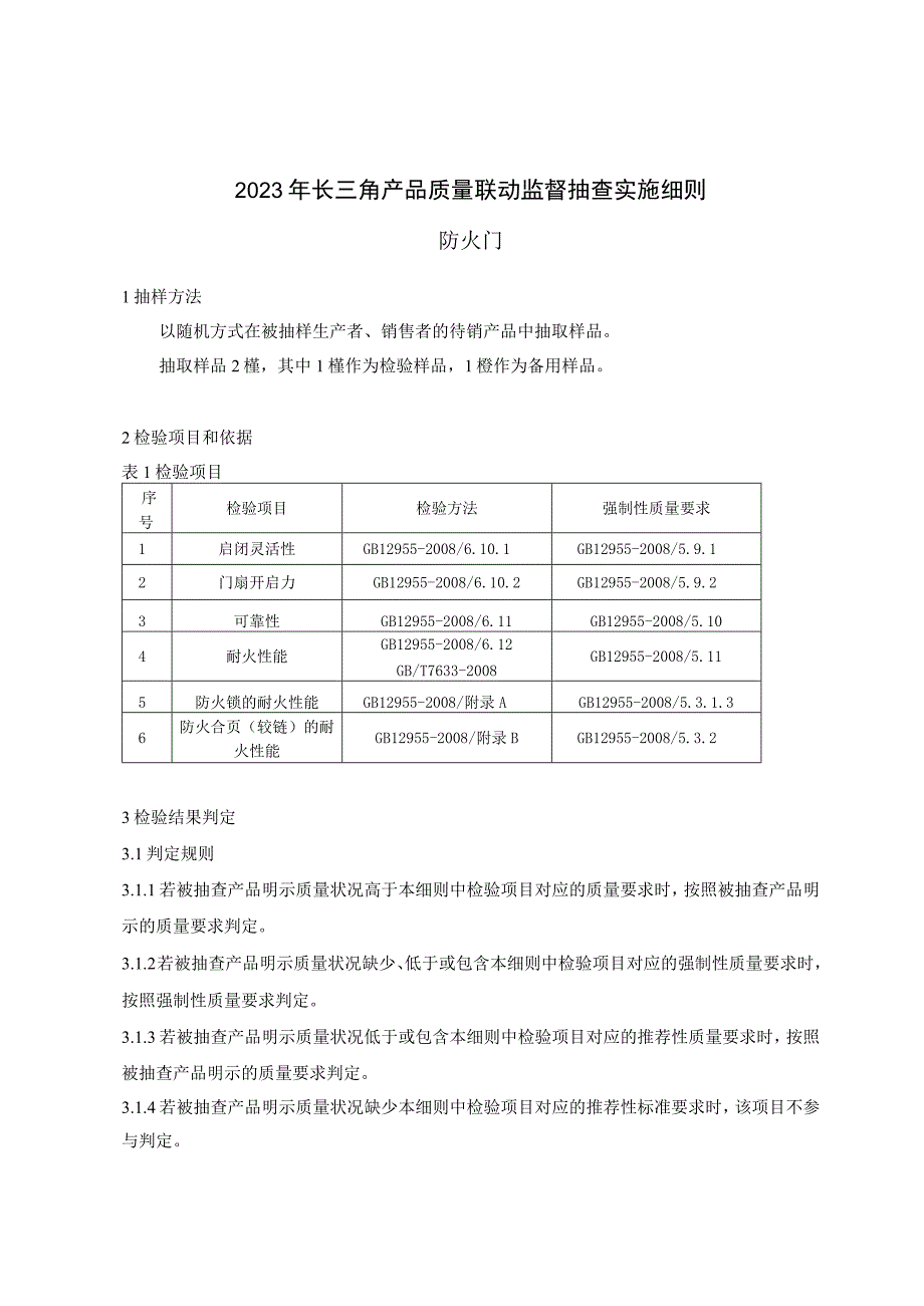 2023年长三角产品质量联动监督抽查实施细则防火门.docx_第1页