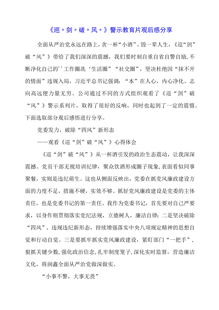 2023年《巡剑破风》警示教育片观后感分享.docx_第1页