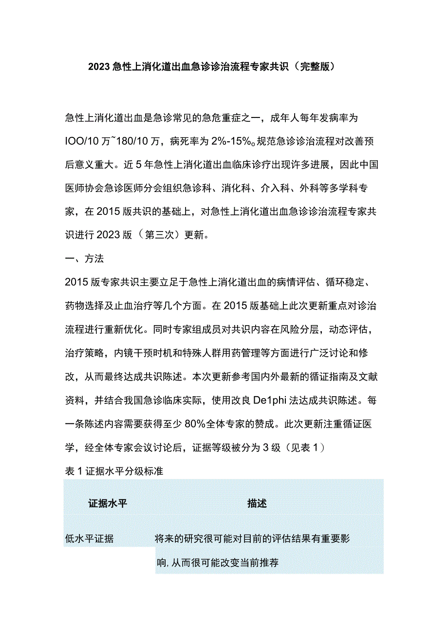 2023急性上消化道出血急诊诊治流程专家共识完整版.docx_第1页