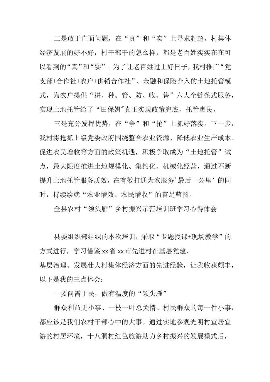 全县农村领头雁乡村振兴示范培训班学习心得体会.docx_第2页