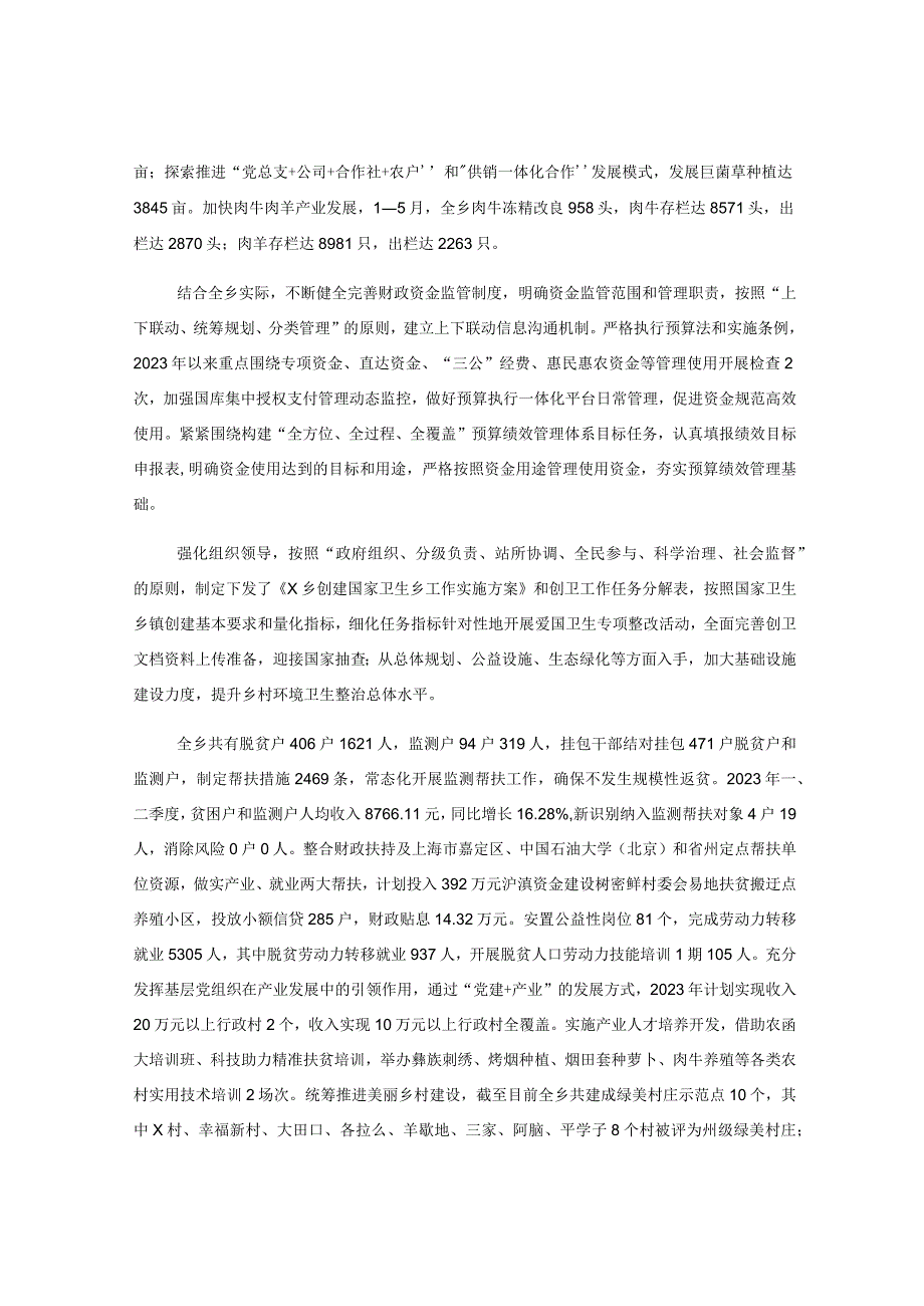 X乡2023年政府工作报告主要工作任务分解立项督查清单落实情况报告.docx_第2页