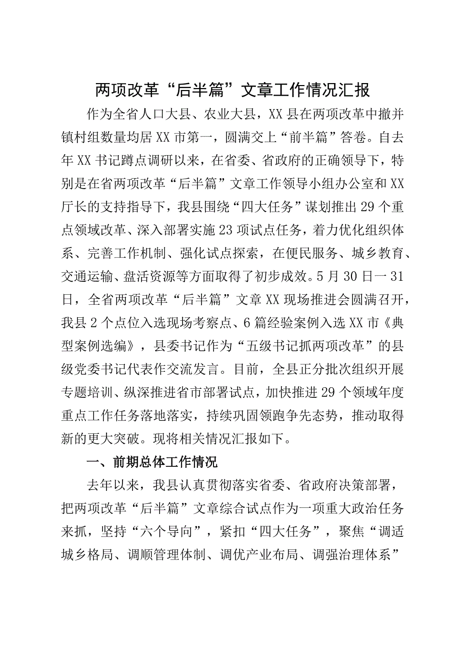 两项改革后半篇文章工作情况报告.docx_第1页