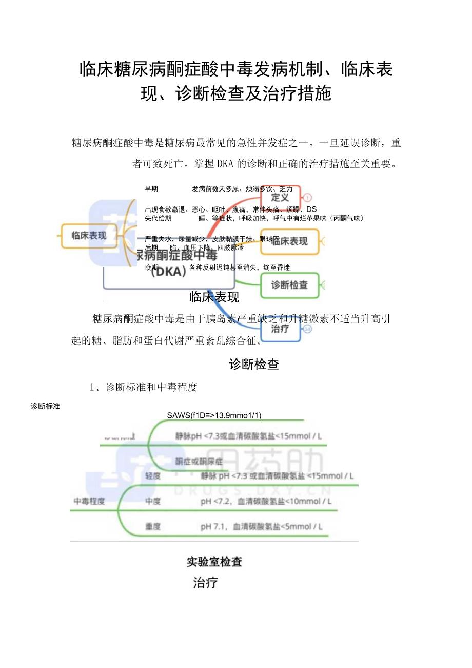 临床糖尿病酮症酸中毒发病机制临床表现诊断检查及治疗措施.docx_第1页