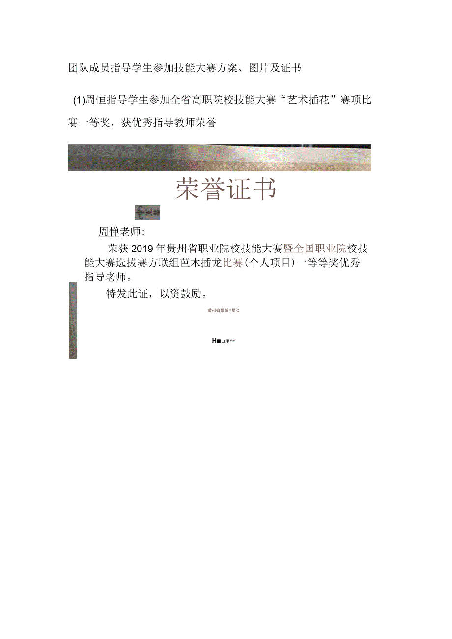 团队成员指导学生参加技能大赛方案图片及证书.docx_第1页