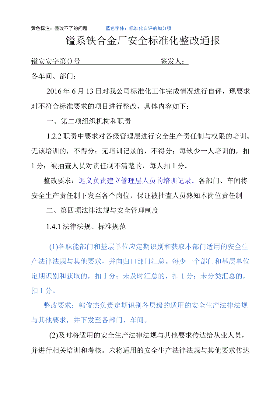 合金厂安全标准化整改通报模板.docx_第1页