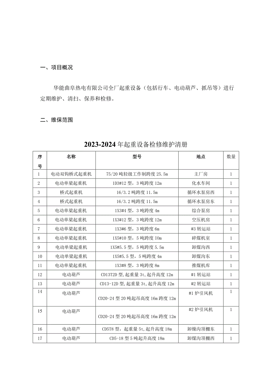 华能曲阜热电有限公司20232024年度全厂起重设备维护保养技术规范书.docx_第3页