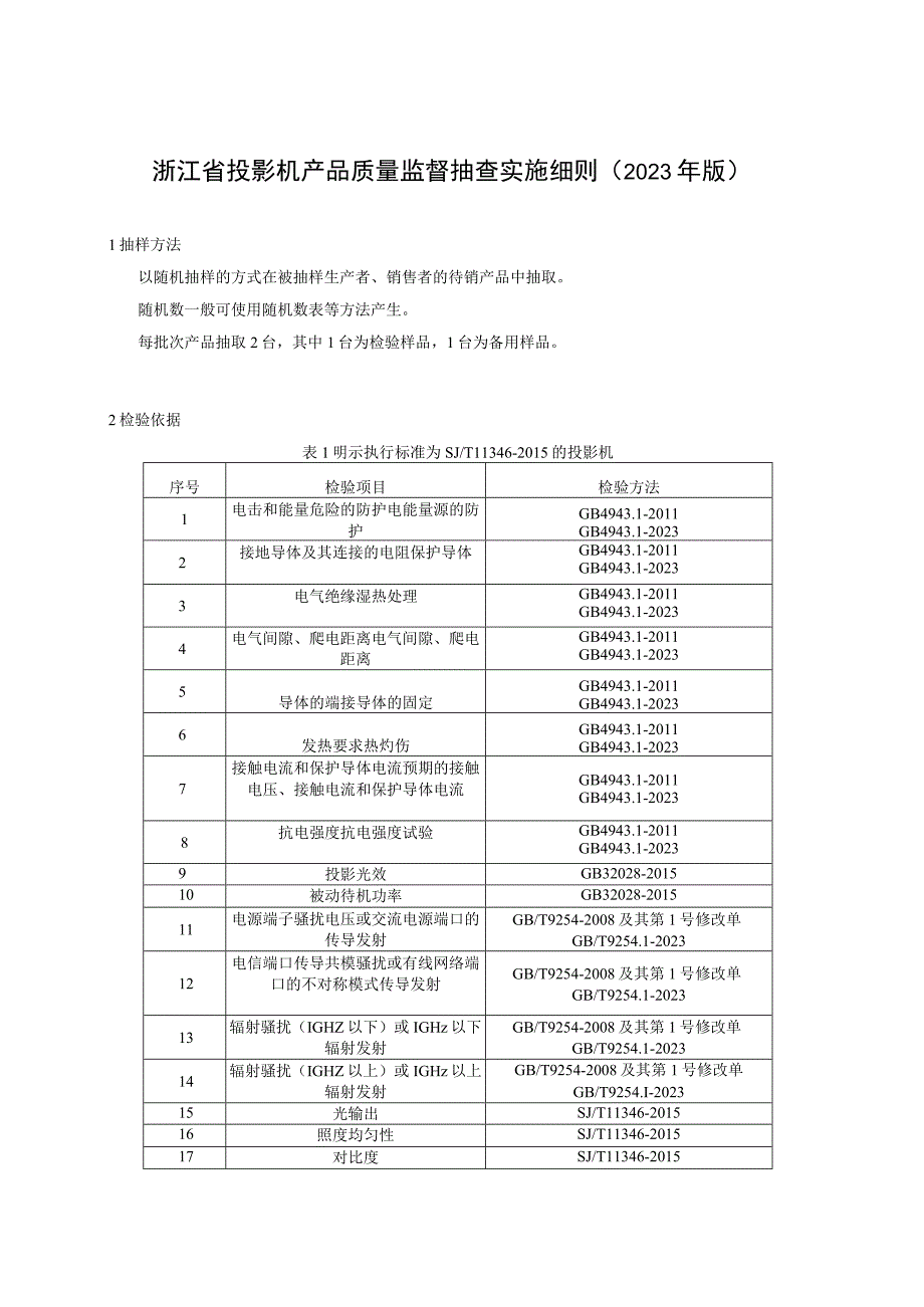 浙江省投影机产品质量监督抽查实施细则2023年版.docx_第1页