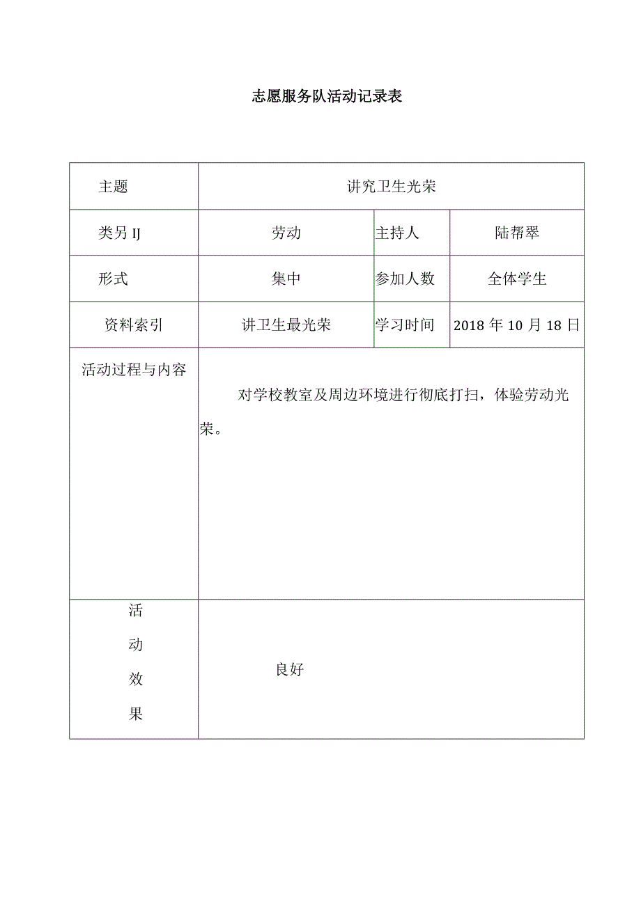 志愿服务队活动记录表.docx_第1页