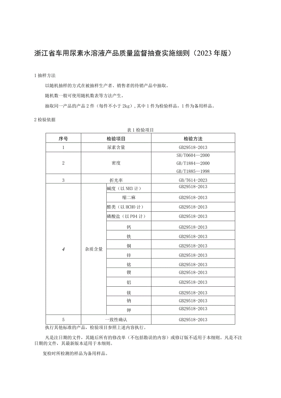 浙江省车用尿素水溶液产品质量监督抽查实施细则2023年版.docx_第1页