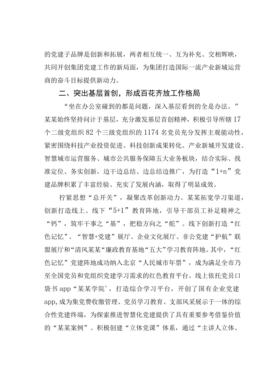 某某公司擦亮1+N党建品牌引领企业高质量发展经验交流材料.docx_第2页