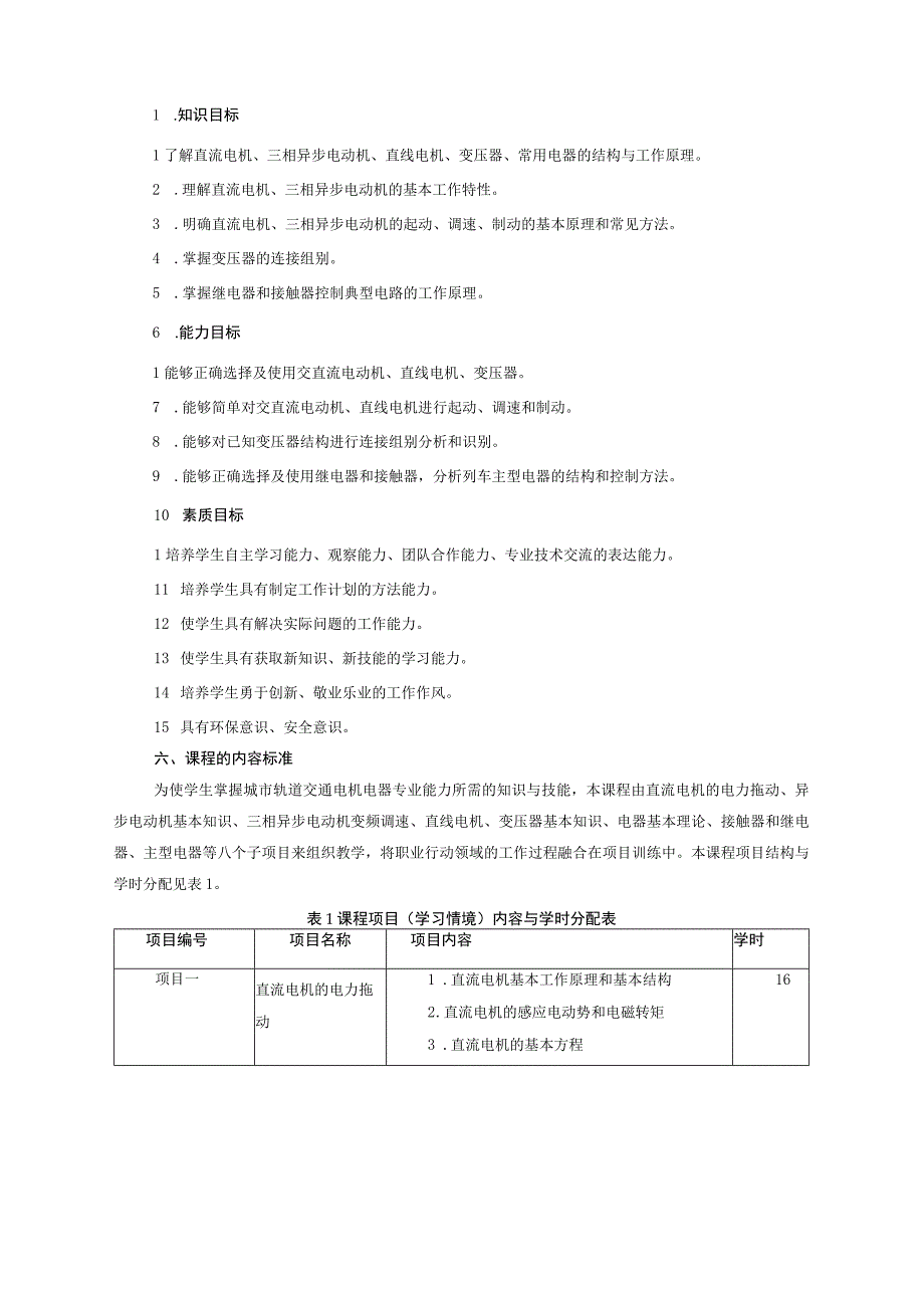 城市轨道交通车辆电机电器课程标准车辆技术.docx_第2页