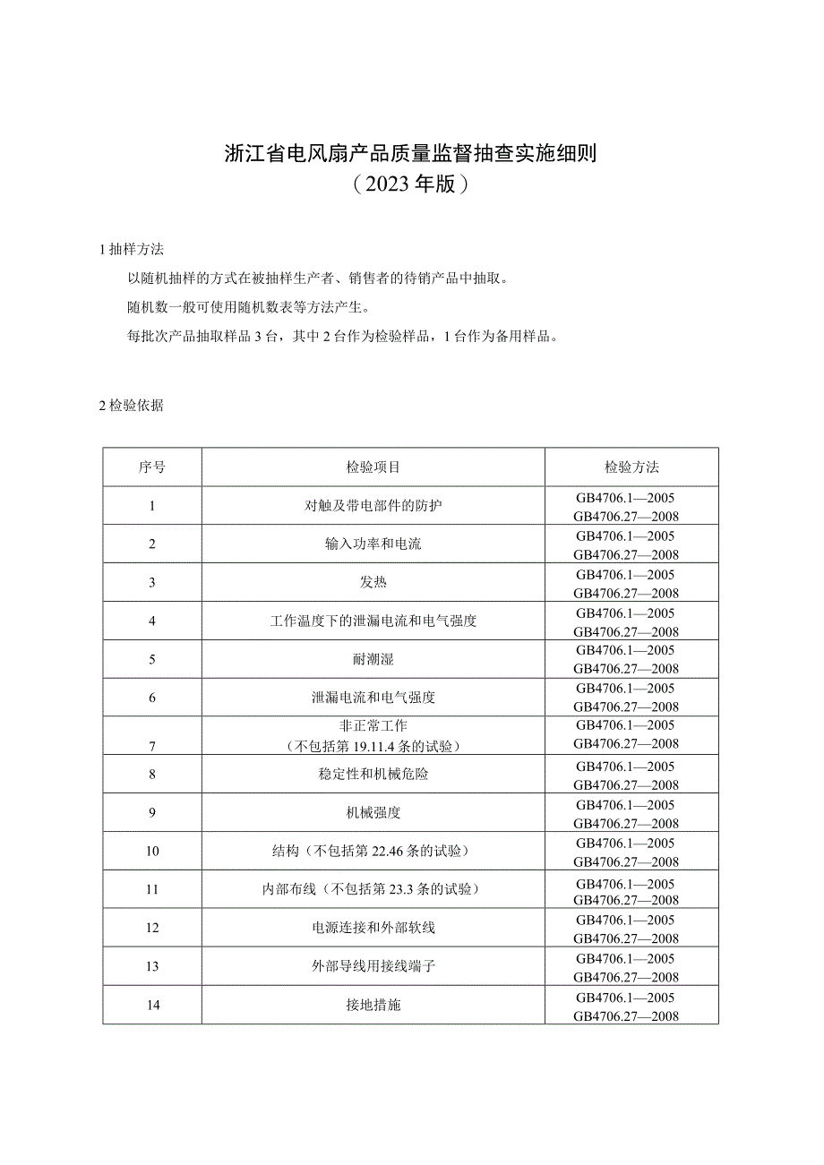 浙江省电风扇产品质量监督抽查实施细则2023年版.docx_第1页