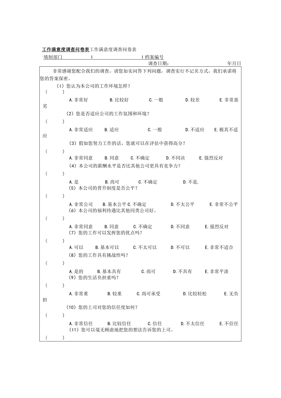 工作满意度调查问卷表.docx_第1页